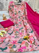 Roman Silk Pink Daily Wear Printed Readymade Kurti Set